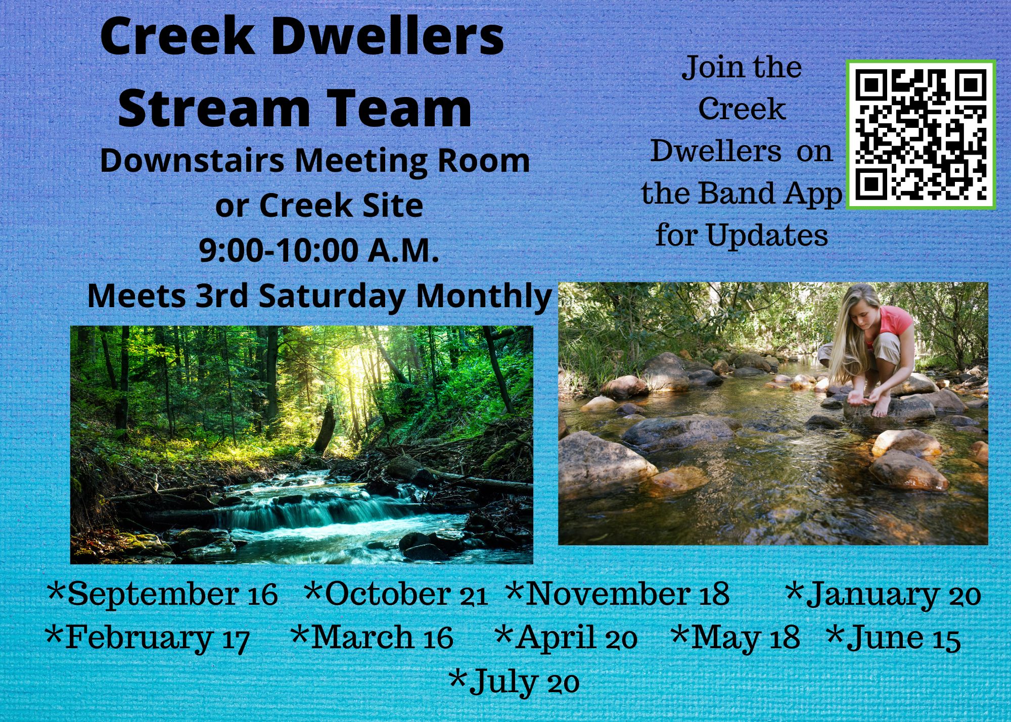 Creek Dwellers Schedule